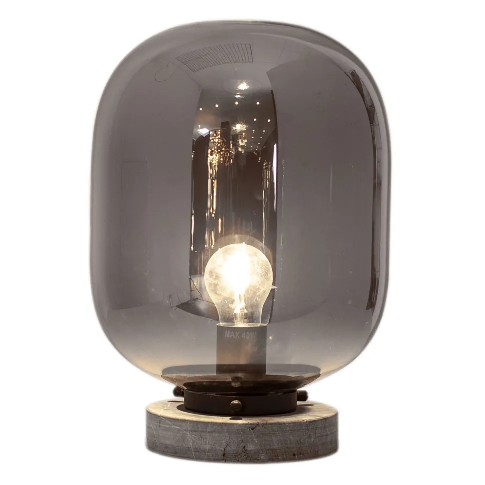 Tischlampe Marmor Metall Rauchglas 34 cm Grau E27