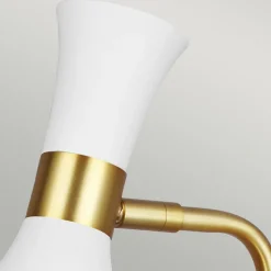 Tischlampe Metall 63,5 cm in Messing Weiß E27 Retro