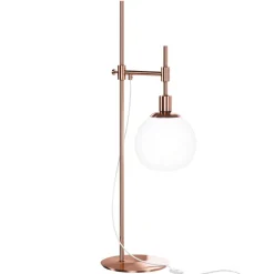 Tischlampe Metall Glas 65 cm hoch in Messing Weiß E14