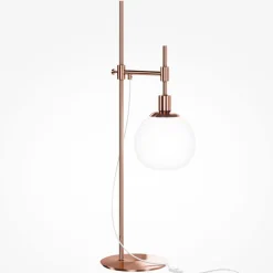 Tischlampe Metall Glas 65 cm hoch in Messing Weiß E14