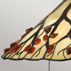 Tischlampe Metall Glas 62,9 cm Tiffany Stil 2x E27 Handarbeit