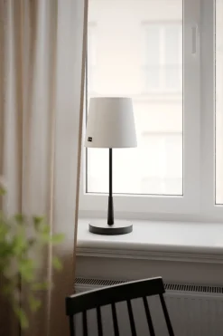 Tischlampe Metall Stoff 48,5 cm hoch E27 Schwarz Weiß