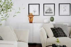 Tischlampe Rauchglas Metall 40,6 cm hoch E27 Vintage Design