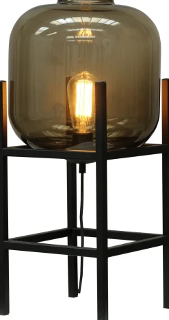 Tischlampe Rauchglas Metall 57 cm hoch E27 Schwarz