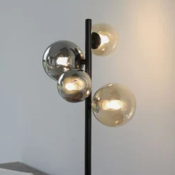 Tischlampe Rauchgrau Bernstein 48 cm G9 3000 K Glas