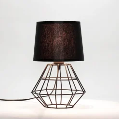 Tischlampe Schwarz E27 Metall Stoff 34 cm