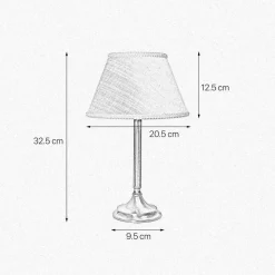 Tischlampe Stoff Messing 32,5 cm in Bronze Weiß E14