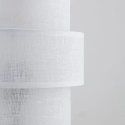 Tischlampe Stoff Metall 38 cm hoch Schwarz Weiß E27