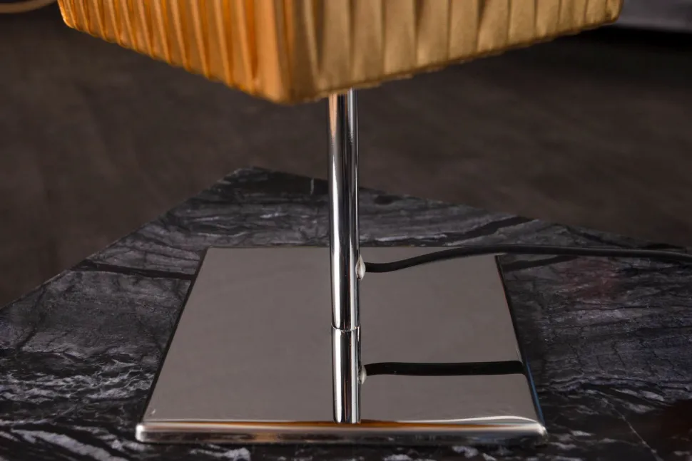 Tischlampe Stoff Metall H:44 cm E27 in Schwarz Gold