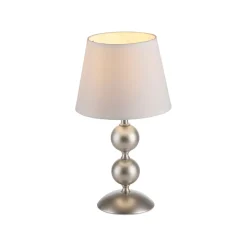 Tischlampe Stoffschirm Metall Creme Bronze 36 cm E27