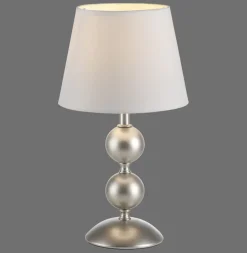Tischlampe Stoffschirm Metall Creme Bronze 36 cm E27