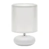 Tischlampe Weiß 20 cm klein Keramik Stoff E14