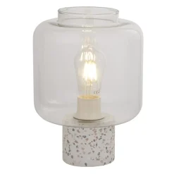 Tischlampe Weiß 28 cm klein Glas Beton Terrazzo E27