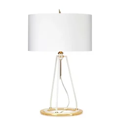Tischlampe Weiß Gold 74 cm Metall Stoff Modern Design