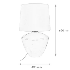 Tischlampe Weiß Silber groß 62 cm Stoff Glas E27