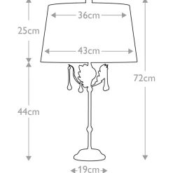 Tischleuchte 72 cm E27 in Bronze Elfenbein Stoff Metall