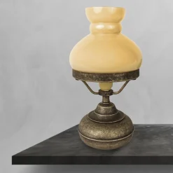 Tischleuchte 24,5cm Jugendstil Glas Messing E14