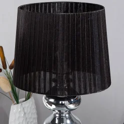 Tischleuchte 50cm Modern Design edel Schwarz Chrom