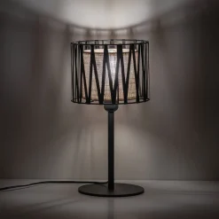 Tischleuchte E27 37 cm hoch Ø 20 cm rund Schwarz Braun