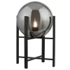 Tischleuchte E27 43 cm Schwarz Rauchgrau Glas Metall
