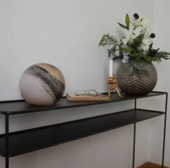 Tischleuchte Glas H: 20 cm Natur Braun marmoriert E14