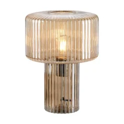 Tischleuchte Glas in Bernstein E27 35 cm Pilz Retro