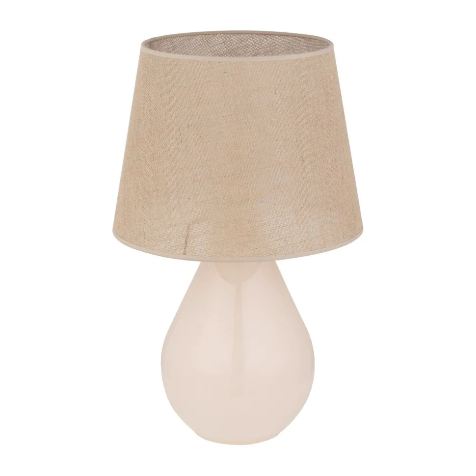 Tischleuchte Glas Jute 67 cm hoch Ecru Braun E27 RIKA