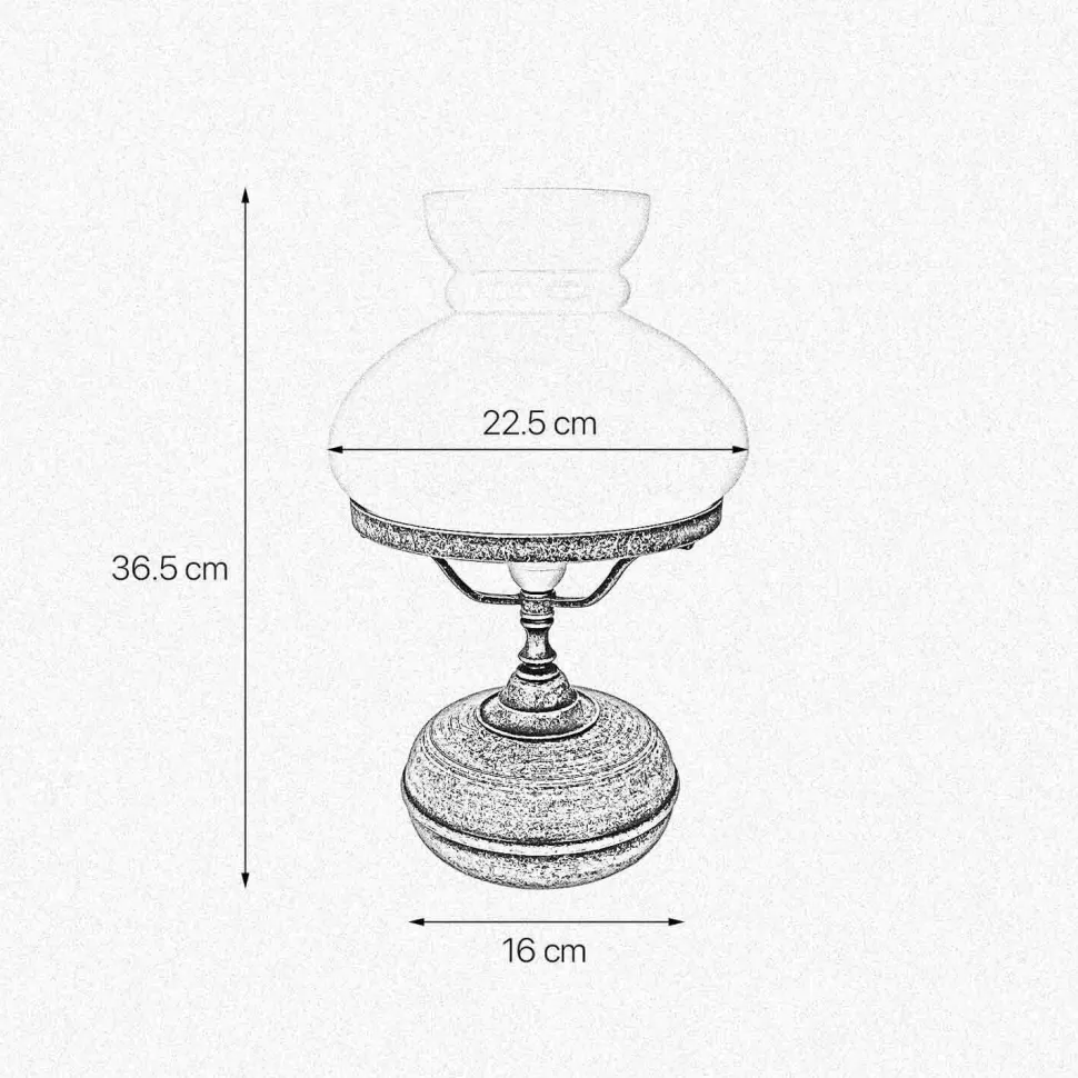 Tischleuchte Glas Messing H: 36,5 cm E27 in Bronze Antik Creme