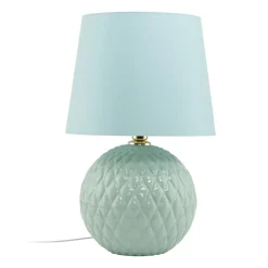 Tischleuchte Glas Stoff 60 cm hoch Mint Grün E27 DOLORES