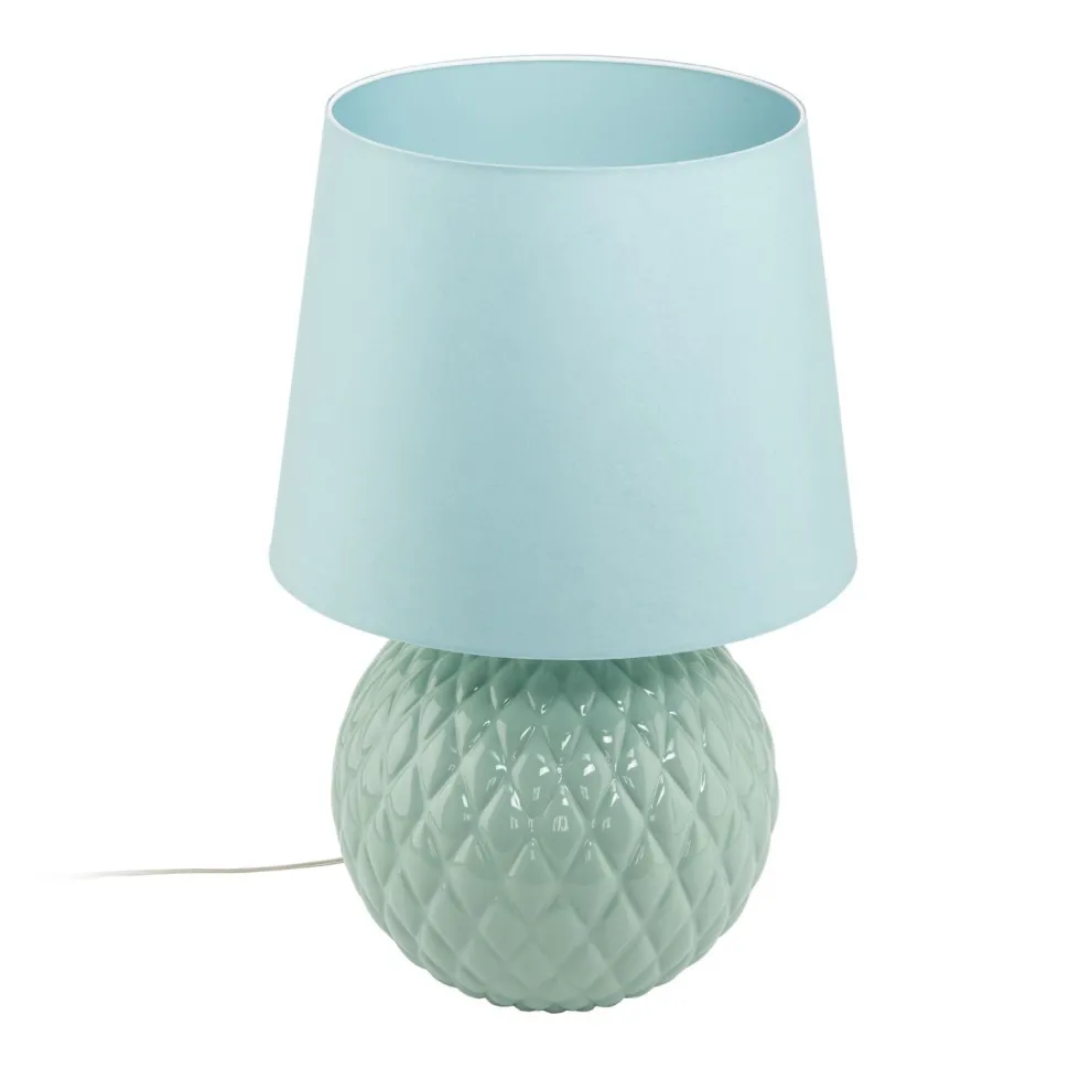 Tischleuchte Glas Stoff 60 cm hoch Mint Grün E27 DOLORES
