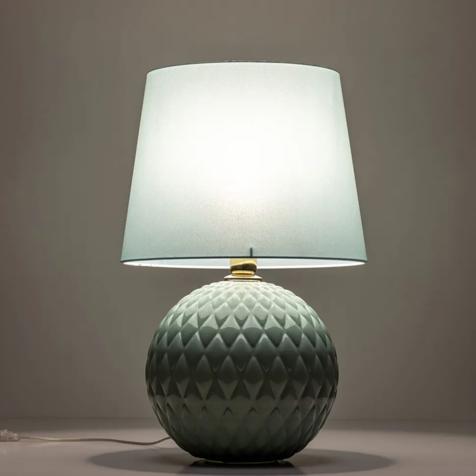 Tischleuchte Glas Stoff 60 cm hoch Mint Grün E27 DOLORES