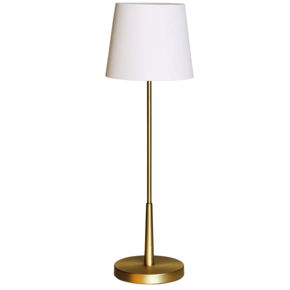 Tischleuchte Gold Weiß 68,5 cm E27 Metall Stoff Modern