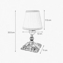 Tischleuchte in Bronze hell Weiß E14 20,5 cm Messing Stoff