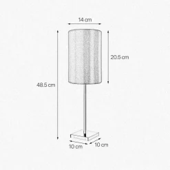 Tischleuchte in Bronze hell Braun E27 48,5 cm Messing Stoff