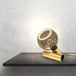 Tischleuchte klein H: 8 cm Echt-Messing E27 in Bronze hell