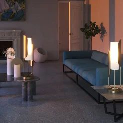 Tischleuchte Metall Glas 75,3 cm in Gold Weiß E14 HEIDI