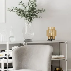 Tischleuchte Metall Rauchglas 29 cm hoch Dreibein E27