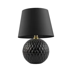 Tischleuchte Schwarz 60 cm hoch Glas Stoff E27 DOLORES