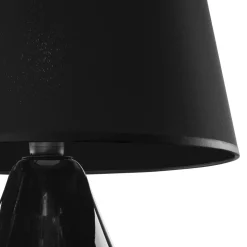 Tischleuchte Schwarz Glas Stoff 67 cm hoch Modern E27