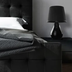 Tischleuchte Schwarz Glas Stoff 67 cm hoch Modern E27