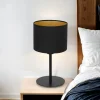 Tischleuchte Schwarz Gold 34 cm Stoff Schirm E27
