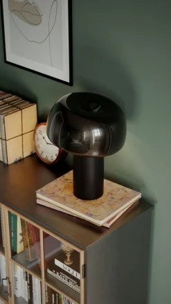 Tischleuchte Schwarz Metall H: 41 cm Kabelschalter kippbar