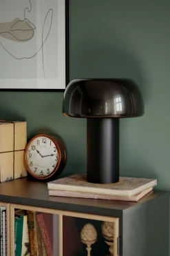 Tischleuchte Schwarz Metall H: 41 cm Kabelschalter kippbar