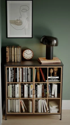 Tischleuchte Schwarz Metall H: 41 cm Kabelschalter kippbar