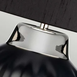 Tischleuchte Schwarz Silber 56,2 cm hoch E27 Keramik Stoff