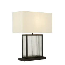 Tischleuchte Schwarz Weiß Samt Glas Metall 53 cm E27