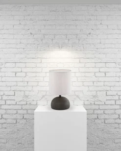 Tischleuchte Stoff Keramik E14 23 cm Braun Cappuccino