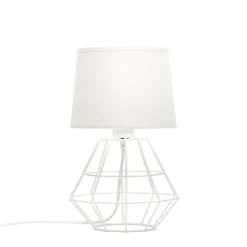 Tischleuchte Weiß 34 cm E27 Stoff Metall