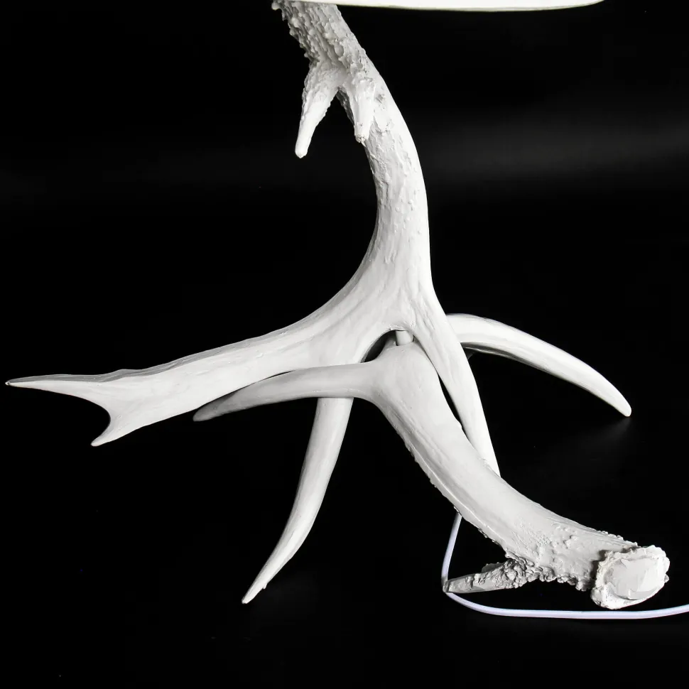 Tischleuchte Weiß Geweih Optik