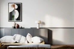 Tischleuchte Weiß H: 41 cm kippbar Metall Kabelschalter E27